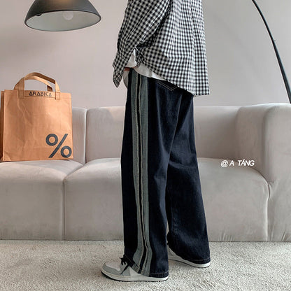 Men Jeans Loose Straight Jeans Wide Leg Pants
