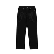 Men Jeans Black Jeans Men's and Women's Vintage Embroidered Straight Loose Jeans