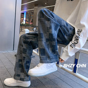 Men Jeans Men's Loose Wide Leg Pants Straight-Leg Pants