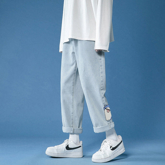 Men Jeans Summer Baggy Straight Trousers