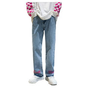 Men Jeans Straight-Leg Pants Loose Casual Spring and Autumn Denim Trousers Hip Hop