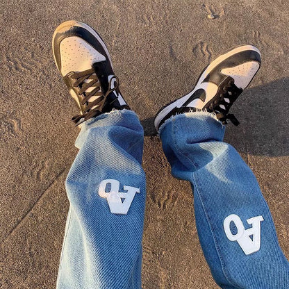 Men Jeans Retro Pants Black Jeans
