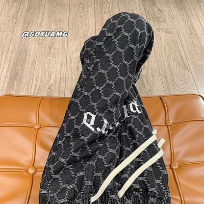 Men Jeans Vintage Embroidered Jeans Men's Autumn Loose Straight Wide-Leg Pants