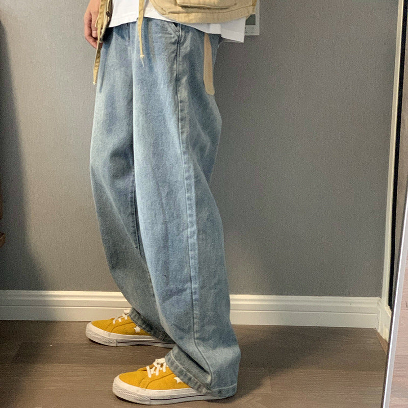 Men Jeans Retro Spring and Autumn Loose Straight Jeans Trousers