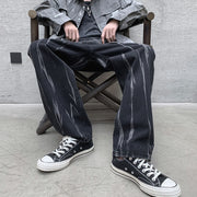 Men Jeans Tie-Dyed Jeans Men's Summer Straight Loose Hiphop Wide Leg Trousers