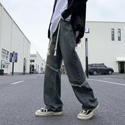 Men Jeans Washed Wide-Leg Pants Oldschool Worn Jeans