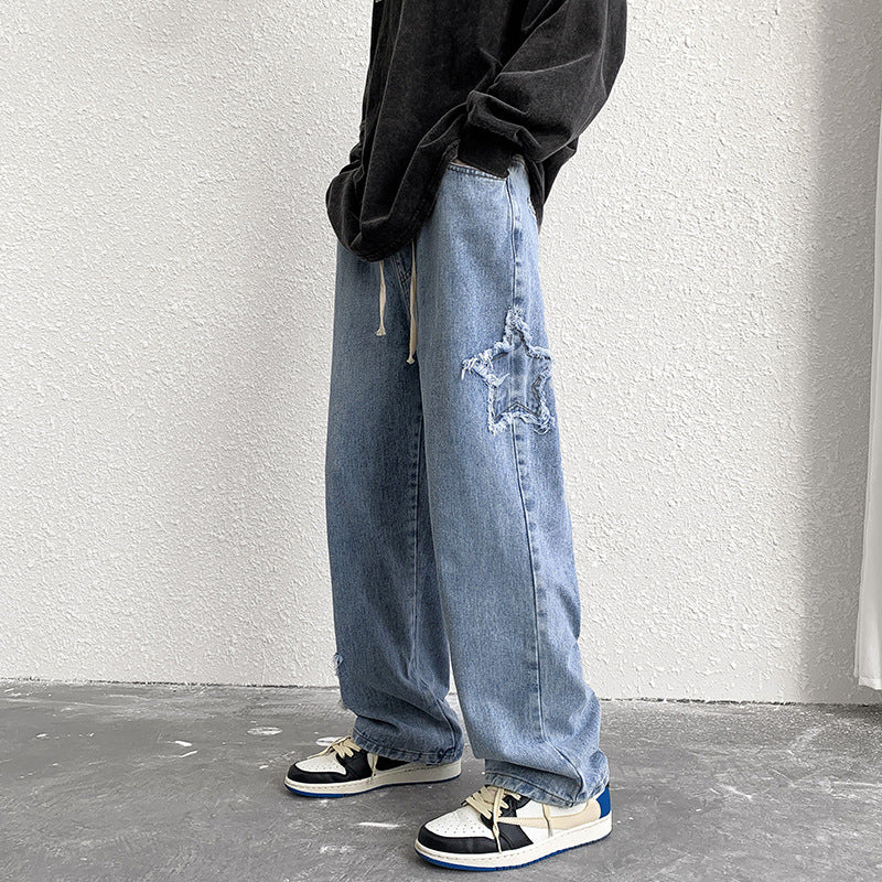 Men Jeans Retro Washed Casual Trousers
