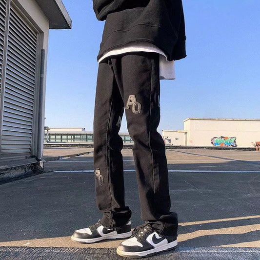 Men Jeans Retro Pants Black Jeans