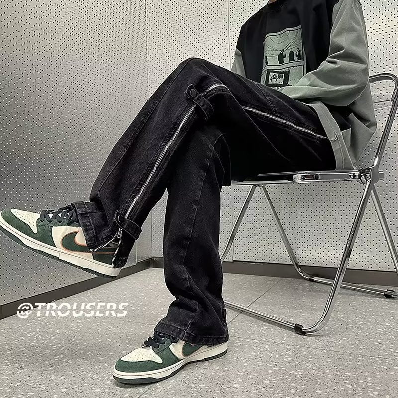 Men Jeans Slim Fit Micro-Pull Cargo Jeans Spring and Autumn Straight-Leg Pants