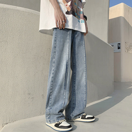Men Jeans Washed Jeans Men Spring/Summer Straight-Leg Pants
