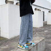 Men Jeans Autumn Leisure Straight-Leg Pants Retro Trousers