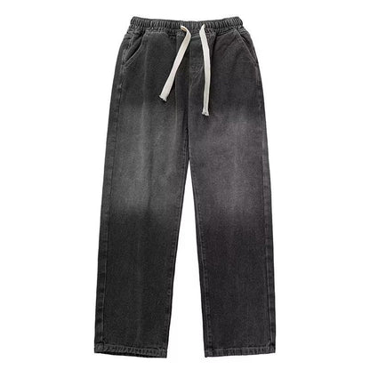 Men Jeans Gradient Jeans Men Retro Washed Loose Wide-Leg Straight Trousers