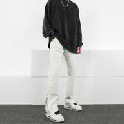 Men Jeans Casual Pants Zipper Cargo Pants Straight Bootleg Pants