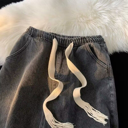 Men Jeans Denim Shorts Men's Summer Retro Loose Large Pants
