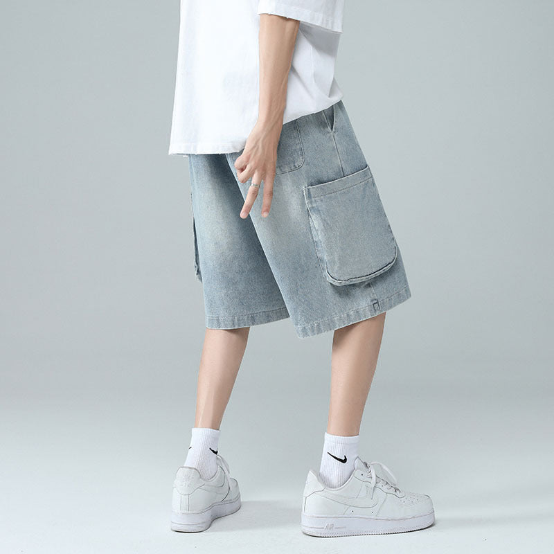 Men Jeans Ripped Denim Shorts Summer Overalls