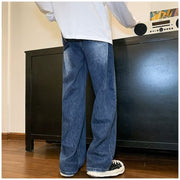 Men Jeans Straight Jeans Spring Retro Washed Loose Casual Trousers