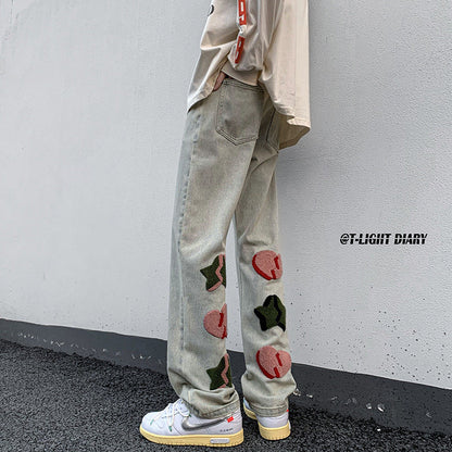 Men Jeans Spring and Autumn Slim-Fit Pants Straight Casual Trousers