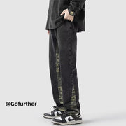 Men Jeans Spring Loose Wide Leg Pants Straight-Leg Pants