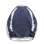 Men Pullover Hoodie Spring Color Matching Polo Shirt Men Loose-Fitting Casual Pullover