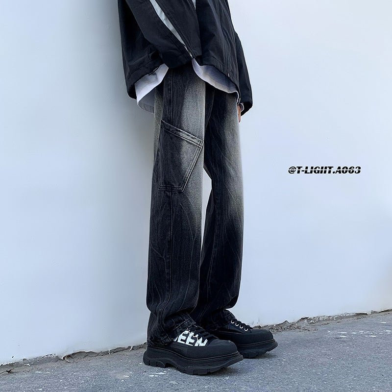 Men Jeans Gradient Jeans Straight-Leg Pants Casual Trousers
