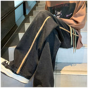 Men Jeans Retro Washed Jeans Men's Spring and Autumn Loose Wide-Leg Straight Trousers