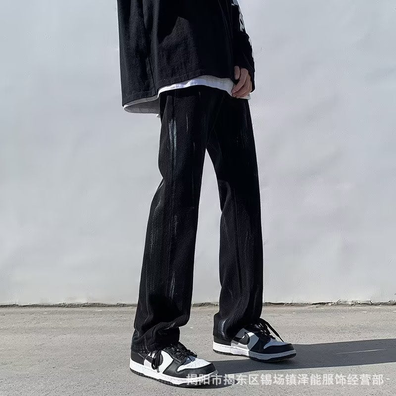 Men Jeans Inkjet Jeans Summer Slim-Fitting Straight Pants