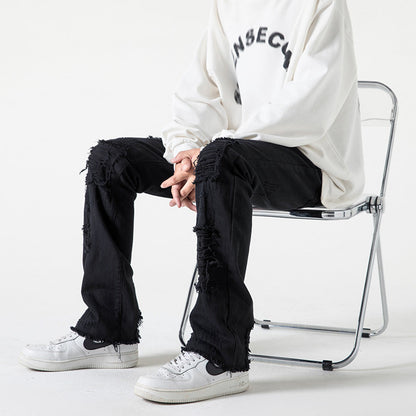 Men Jeans Ripped Straight Jeans Fall/Winter plus Size Slim Fit Trousers