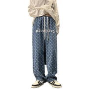 Men Jeans Vintage Embroidered Jeans Men's Autumn Loose Straight Wide-Leg Pants