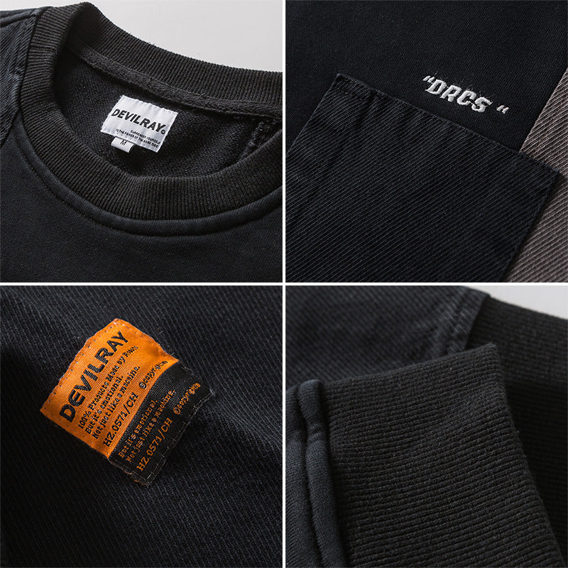 Men Pullover Hoodie Sweater Men Japanese-Style Retro Loose All-Match Trendy Long Sleeve