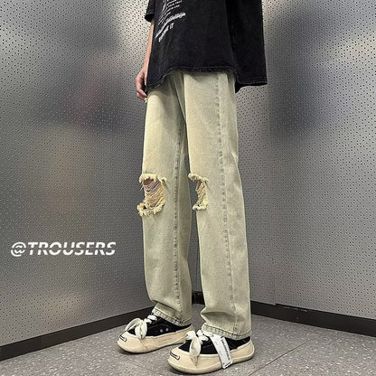 Men Jeans Ripped Jeans Men Vintage Oversize Straight Loose Pants