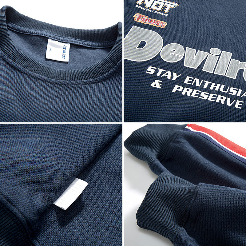 Men Pullover Hoodie Spring Color-Block Crew Neck Sweater Men's Loose All-Matching