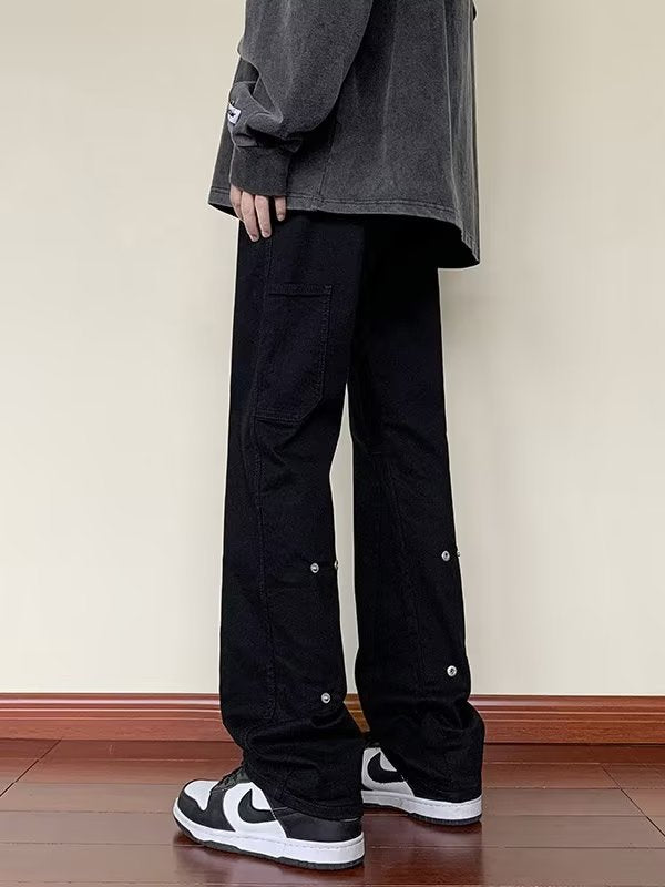 Men Jeans Spring and Autumn Straight-Leg Pants Loose Flared Trousers