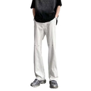 Men Jeans White Jeans Men's Summer Straight-Leg Trousers