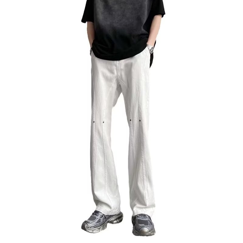 Men Jeans White Jeans Men's Summer Straight-Leg Trousers