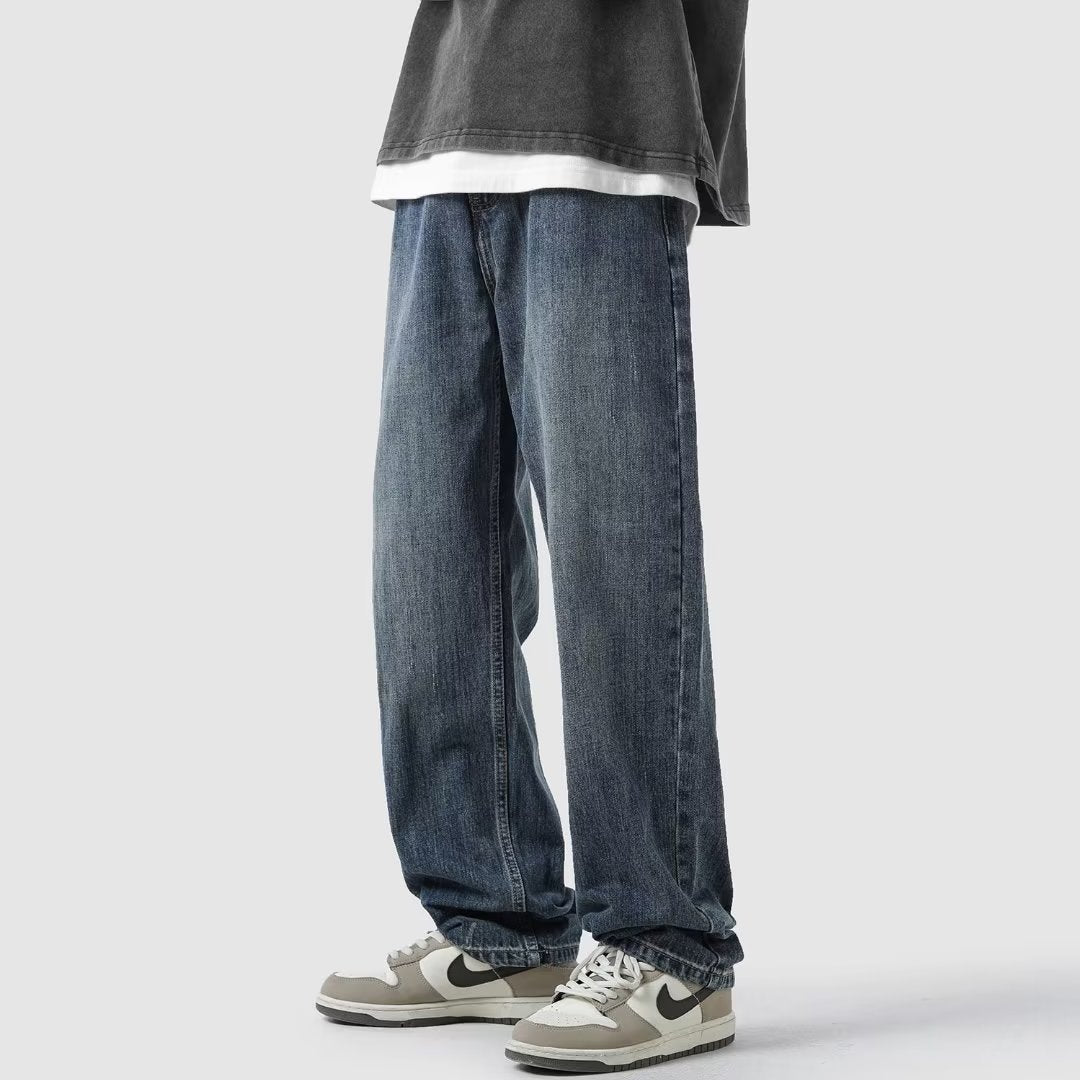 Men Jeans Straight Jeans Men's Summer Retro Pants