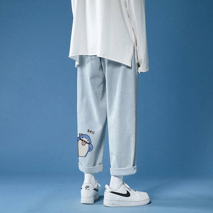 Men Jeans Summer Baggy Straight Trousers