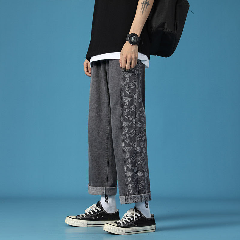 Men Jeans Paisley Jeans Men's Summer Loose Casual Pants