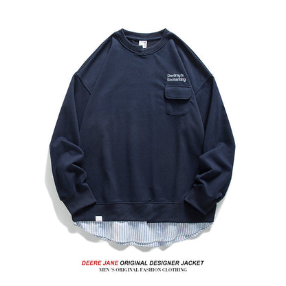Men Pullover Hoodie Spring Sweater Men's Loose All-Match Japanese-Style Retro