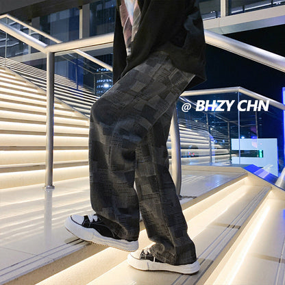 Men Jeans Spring and Autumn Loose Wide-Leg Pants Straight-Leg Pants