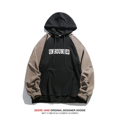 Men Pullover Hoodie Spring Sweater Men's Loose Color Matching Casual Top