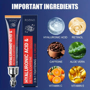 ROZINO 6% Caffeine Eye Cream with 1% Retinol & Hyaluronic Acid for Dark Circles & Wrinkles, 0.71 fl oz