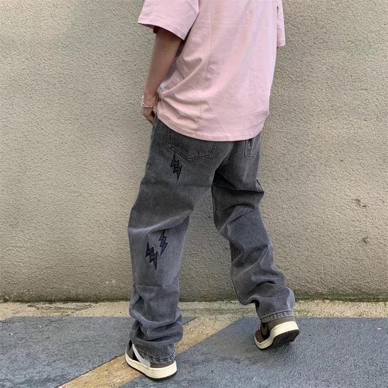 Men Jeans Spring and Autumn Straight-Leg Pants Loose Wide Leg Pants