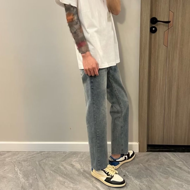 Men Jeans Summer Straight Jeans Loose Casual Pants