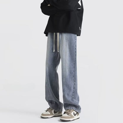 Men Jeans Summer Oversize Straight Loose Wide-Leg Pants