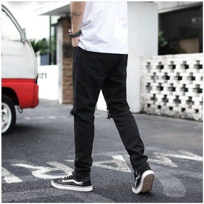 Men Jeans Retro Tattered Jeans Jeans Trousers