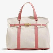 Women's Color-Blocked Canvas Tote Bag - Lightweight Spacious Commuter Handbag