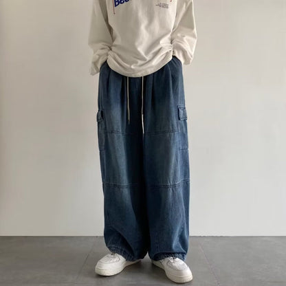 Men Jeans Cargo Jeans Men's Summer Washed Old Men's Casual Pants