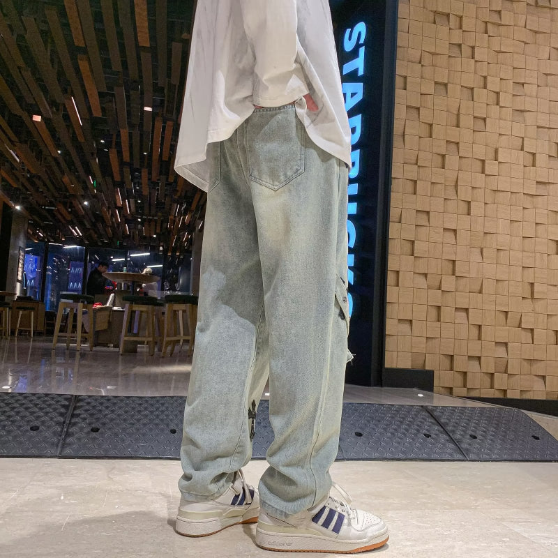 Men Jeans Cross Jeans Men's and Women's Spring and Autumn Retro Straight Casual Pants