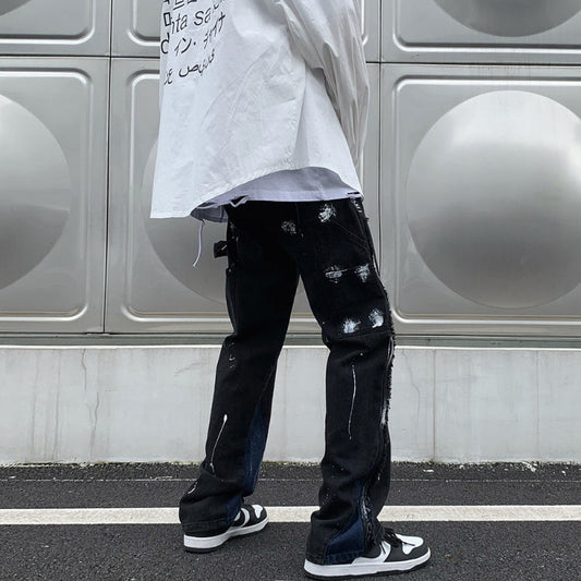 Men Jeans Black Straight Jeans Men's Loose Autumn