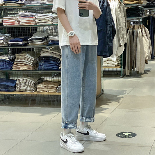 Men Jeans Straight-Leg Pants Autumn Denim Loose